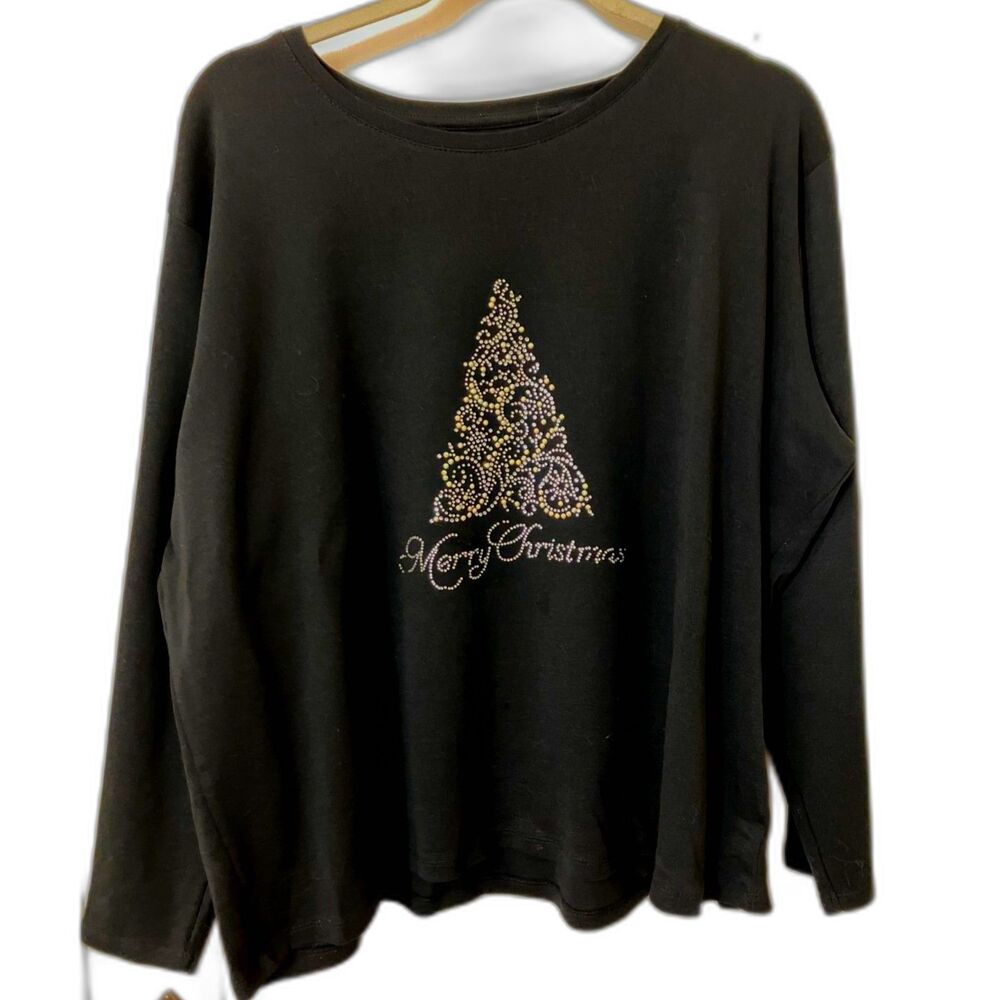 Rhinestone Christmas Tree long-sleeve tee